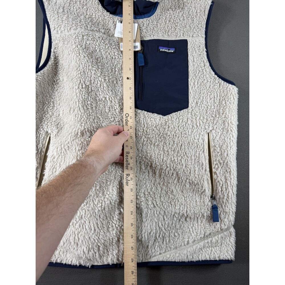 Patagonia Retro X Fleece Vest Mens XL Natural Beige Full Zip Sherpa Pile Logo - Picture 6 of 9